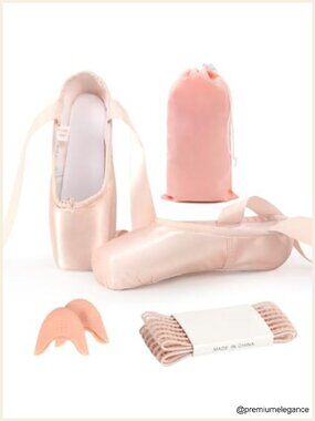 Ballet Pointe Shoes with Toe Pads for Dance